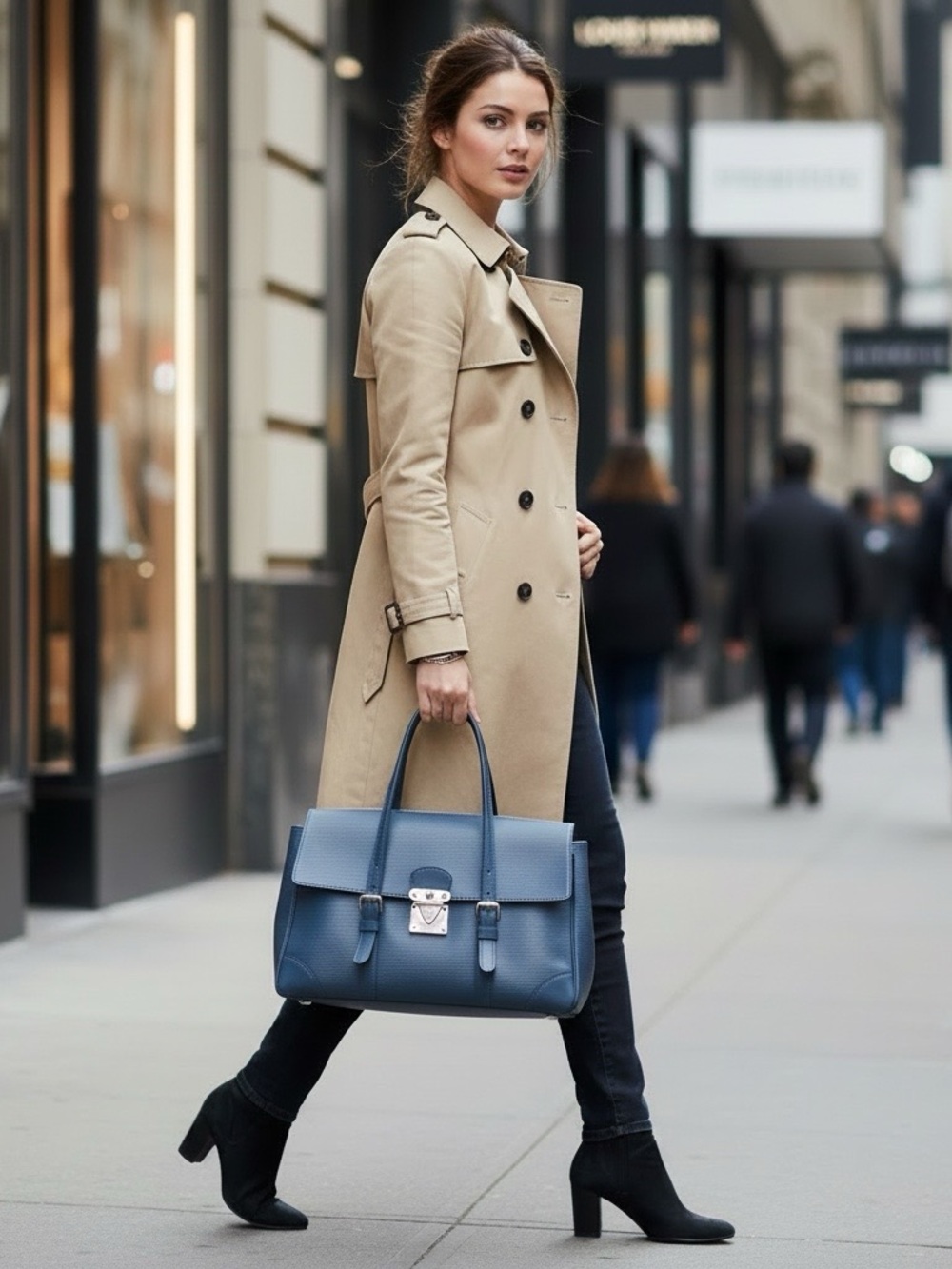 Pre-Owned Louis Vuitton Segur MM Handbag in Myrtille Blue Epi Leather